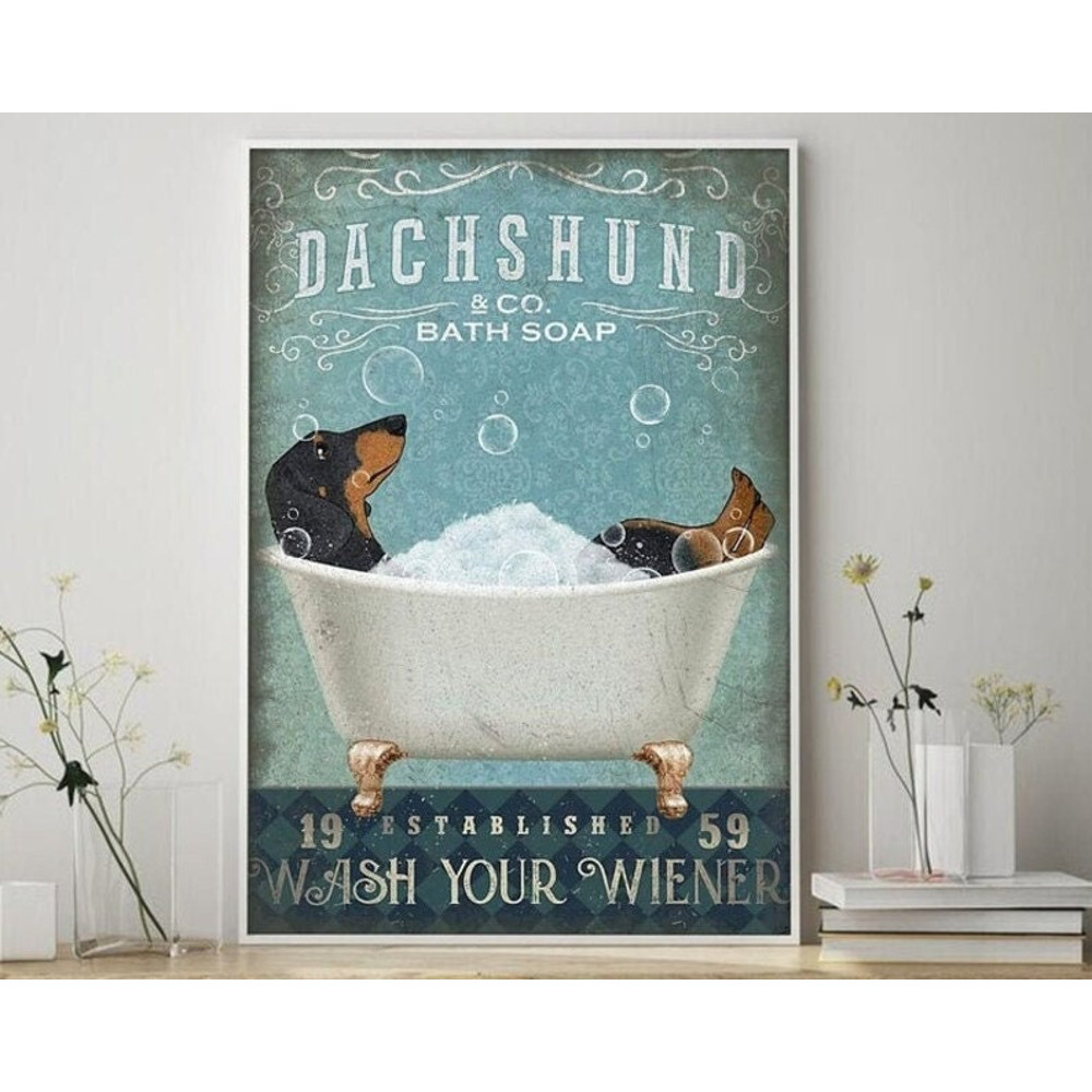 Wash Your Wiener Bathroom Dog Lover No Framed Poster.jpg