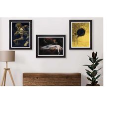 set of 3 creepy art prints / 3 sizes / framed available / goya / wall decor / dark art / wall art / poster / home decor