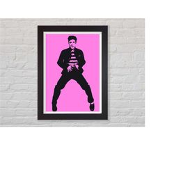 elvis presley 2 pop art poster print / available framed / home decor / wall art / 3 sizes / lilac print / rock n roll po