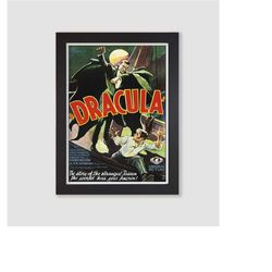 framed vintage dracula movie poster reproduction print / wall art / horror movie print