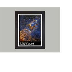 framed james webb space telescope pillars of creation / wall art / poster print / home decor / nasa / space / wall hangi