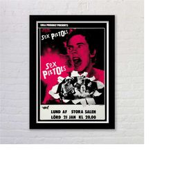 sex pistols stockholm concert poster reproduction print wall art. available framed