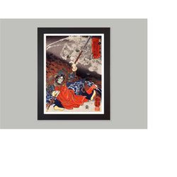 hanzui with demons by utagawa kuniyoshi traditional japanese art print / framed available / samurai / poster print / jap