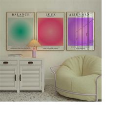 gradient aura wall art print angel number poster trendy spiritual wall art decor preppy aesthetic wall art set of 3