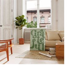 grateful abstract wall art print, positivity prints, trendy abstract poster, groovy typography art, grateful poster,aest