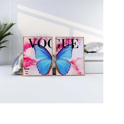 vogue magazine print, eclectic colourful, butterfly wall art, vogue print, trendy posters, preppy art, aesthetic maximal