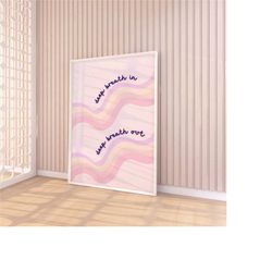 breathe in / out, meditation printable, inspirational print, bedroom art, breathe poster, aesthetic breathe design, the