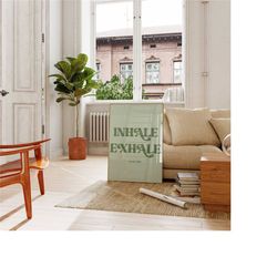 inhale exhale wall art, inhale exhale print, pilates poster, breathe print, inhale exhale signs, yoga gifts, sage green