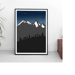 lord of the rings art, lord of the rings poster, lord of the rings wall art, lord of the rings gift, lotr gift, lotr art