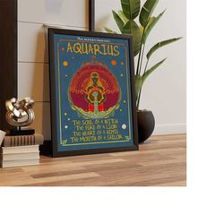 aquarius zodiac astrology art print - horoscope poster - zodiac art - wall decor - a3/a4/a5 - witch - aquarius poster -