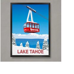 heavenly ski poster, ski resort poster, ski print , snowboard poster, ski gifts, ski poster