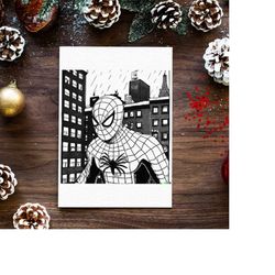 spiderman card blank greeting card birthday card marvel christmas card  greeting card christmas card  spiderman greeting