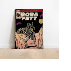 vintage star wars poster, boba fett poster, star wars print, slave 1 poster, a3 | a4 | a5 retro movie print, comic book