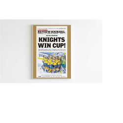 las vegas golden knights 2023 nhl stanley cup champions front cover las vegas review journal poster, magazine print, new