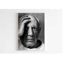 apple pablo picasso 'think different' advertising poster, vintage wall art, 90s retro style print, magazine retro advert
