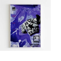 reebok shaq 1993 advertising poster, 90s style shoes print, vintage basketball ad wall art, shaquille o'neal magazine re