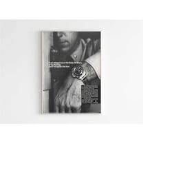 rolex submariner watch advertising poster, 80's style print, vintage design magazine, ad wall art, ad retro advertisemen