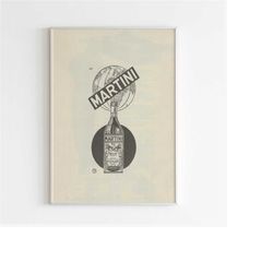 martini advertising poster, 50s le mans 24h magazine ad print, vintage design ad wall art, magazine retro advertisement