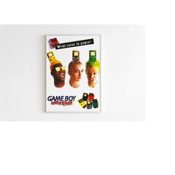 game boy nintendo advertising poster, 90's style print, gameboy ad wall art, vintage design magazine ad retro advertisem