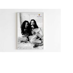 apple john lennon and yoko ono 'think different' advertising poster, 90s retro style print, vintage wall art, magazine r
