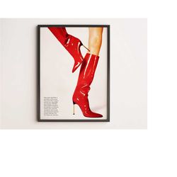 fashion magazine poster, retro poster, magazine cover, shoe wall art