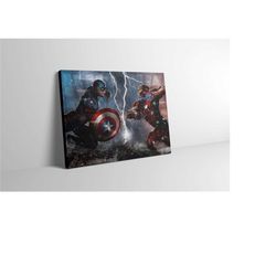 captain america vs iron man canvas print wall art - captain america vs iron man poster - captain america artwork paintin