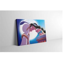aladdin and jasmine kissing canvas print wall art disney aladdin princess jasmine poster artwork painting gift wall deco