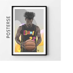 jimmy butler poster miami heat poster basketball poster nba wall art, basketball coach gift