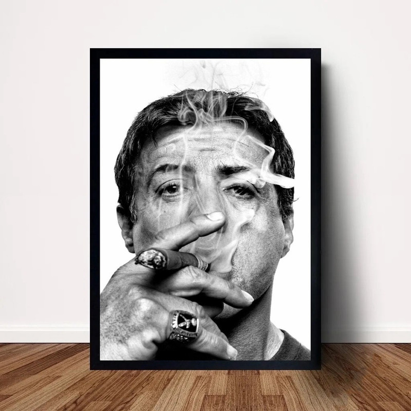 Sylvester Stallone Smoking Cigar Poster Canvas Wall Art Home Decor (No Frame).jpg