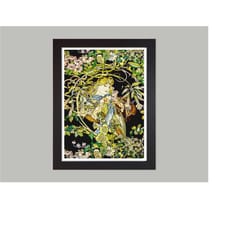 woman with daisy by alphonse mucha art nouveau poster print / framed available / wall art / home decor / framed art / ar