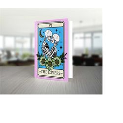 the lovers tarot card greetings card. premium quality matte finish. birthday card, valentine's day card
