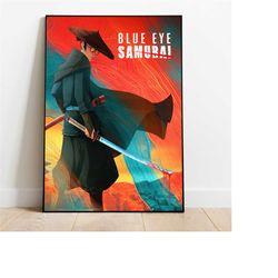 blue eye samurai anime movie poster, anime film wall art, movie poster