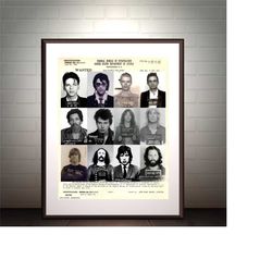 rock and roll's most wanted poster, famous wanted poster, rock music singer wall art, music poster prints