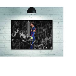 lionel messi poster, football poster, messi celebrates with fans, room decoration home decoration frameless