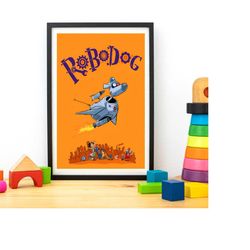 robodog kids book poster, kids room wall art, robodog digital prints, kids room poster