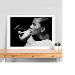 love bite lesbian scarlett johansson  black white poster, lesbian poster, scarlett johansson lesbian fantasy art, art pr