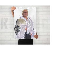 ric flair poster/canvas print, pro wrestling watercolor painting art, office decor, man cave, bedroom wall decor, sports
