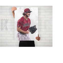 zac gallen celebration poster/canvas print, diamondbacks watercolor painting baseball art, office, man cave, bedroom wal
