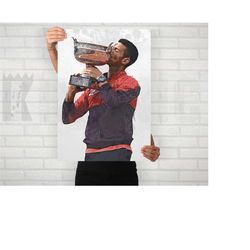 novak djokovic roland garros 2023 poster/canvas print, watercolor painting sports art, office, man cave, bedroom wall de