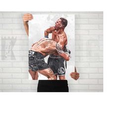 nate diaz jake paul guillotine ufc mma poster/canvas print, watercolor painting sports art, office, man cave, bedroom wa
