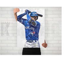 george springer toronto blue jays poster/canvas print, watercolor painting sports art, office, man cave, bedroom wall, s