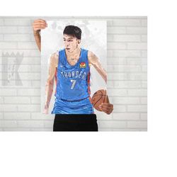 chet holmgren okc thunder poster/canvas print, watercolor painting sports art, office, man cave, bedroom wall decor, spo