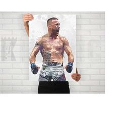 justin gaethje mma poster/canvas print, watercolor painting sports art, office, man cave, bedroom wall decor, sports bar