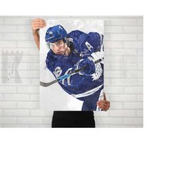 mitch marner toronto maple leafs poster/canvas print, watercolor painting sports art, office, man cave, bedroom wall dec