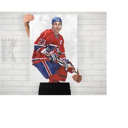 bob gainey poster/canvas print, montreal canadiens watercolor painting sports art, office, man cave, bedroom wall decor,