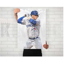 matt chapman poster/canvas print, toronto blue jays watercolor painting baseball art, office, man cave, bedroom wall dec