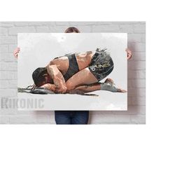 amanda nunes retirement poster/canvas print, mma watercolor painting sports art, office, man cave, bedroom wall decor, s