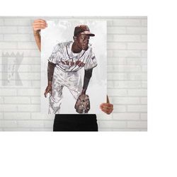 satchel paige poster/canvas print, st. louis browns watercolor painting art, office, man cave, bedroom wall decor, sport