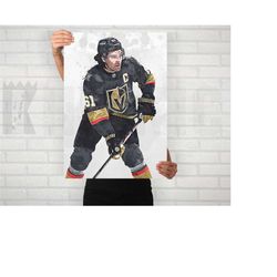 mark stone poster/canvas print, vegas golden knights watercolor painting sports art, office, man cave, bedroom wall deco