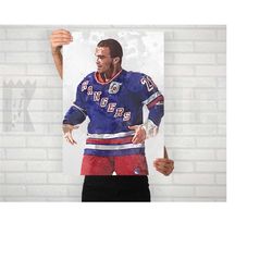 tie domi belt celebration poster/canvas print, ny rangers watercolor painting sports art, office, man cave, bedroom wall